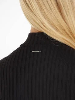 Dame Strickullover RIB ZIP MOCK TOP 1/2 SLV Kurzarm