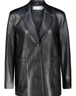 Damen Blazer aus Kunstleder Relaxed Fit