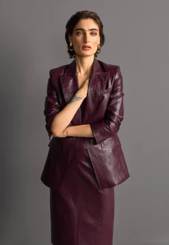 Damen Blazer in Lederoptik