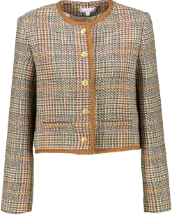 Damen Blazer mit Wolle TWEED WOOL MIX CHECK CREW JACKET