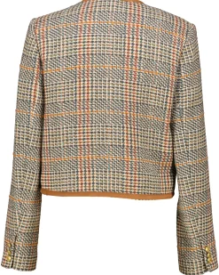 Damen Blazer mit Wolle TWEED WOOL MIX CHECK CREW JACKET