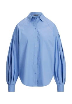 Damen Bluse aus Popeline mit Blousonärmeln