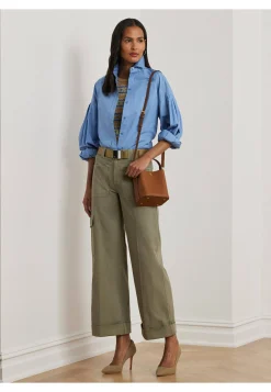 Damen Bluse aus Popeline mit Blousonärmeln