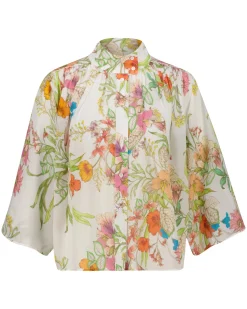 Damen Bluse aus Seide mit Stehkragen