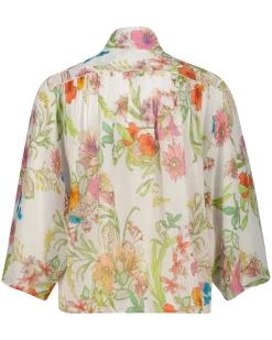 Damen Bluse aus Seide mit Stehkragen