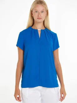 Damen Bluse METAL BAR SHORT SLEEVE BLOUSE Kurzarm