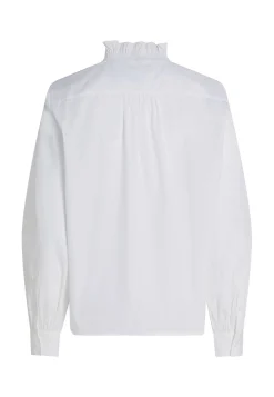 Damen Bluse POPLIN RUFFLE V NECK BLOUSE