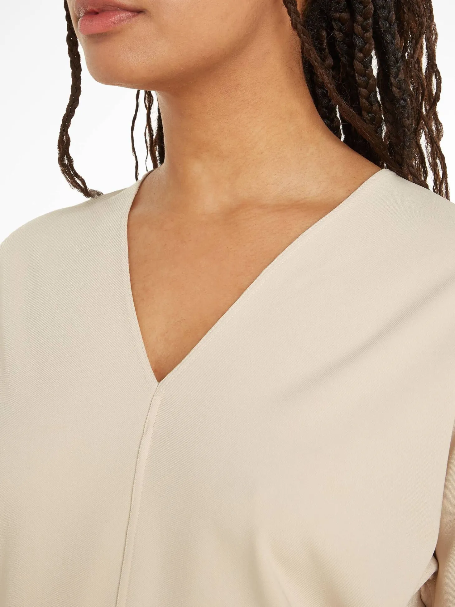 Damen Bluse STRUCTURE TWILL V NECK LS TOP Langarm