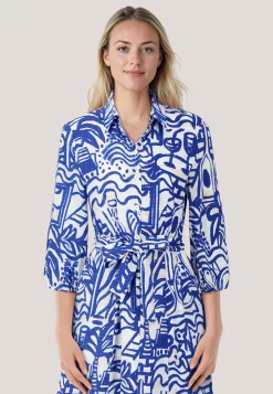 Damen Blusenkleid mit Gemälde-Print