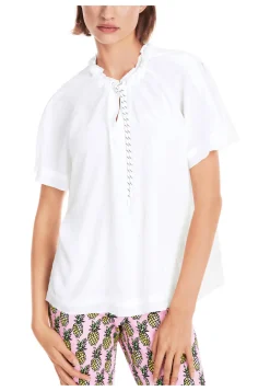 Damen Blusenshirt im Materialmix