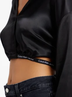 Damen Blusenshirt SHINY Cropped Fit