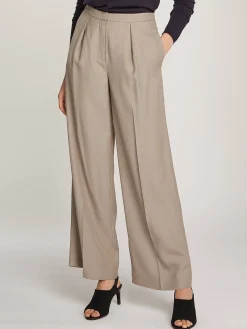 Damen Bundfaltenhose mit Leinen TEXTURED VISCOSE WIDE LEG
