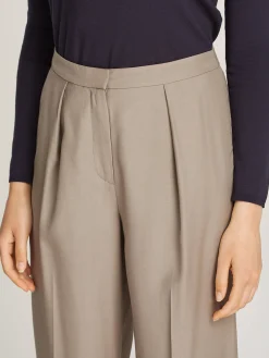 Damen Bundfaltenhose mit Leinen TEXTURED VISCOSE WIDE LEG