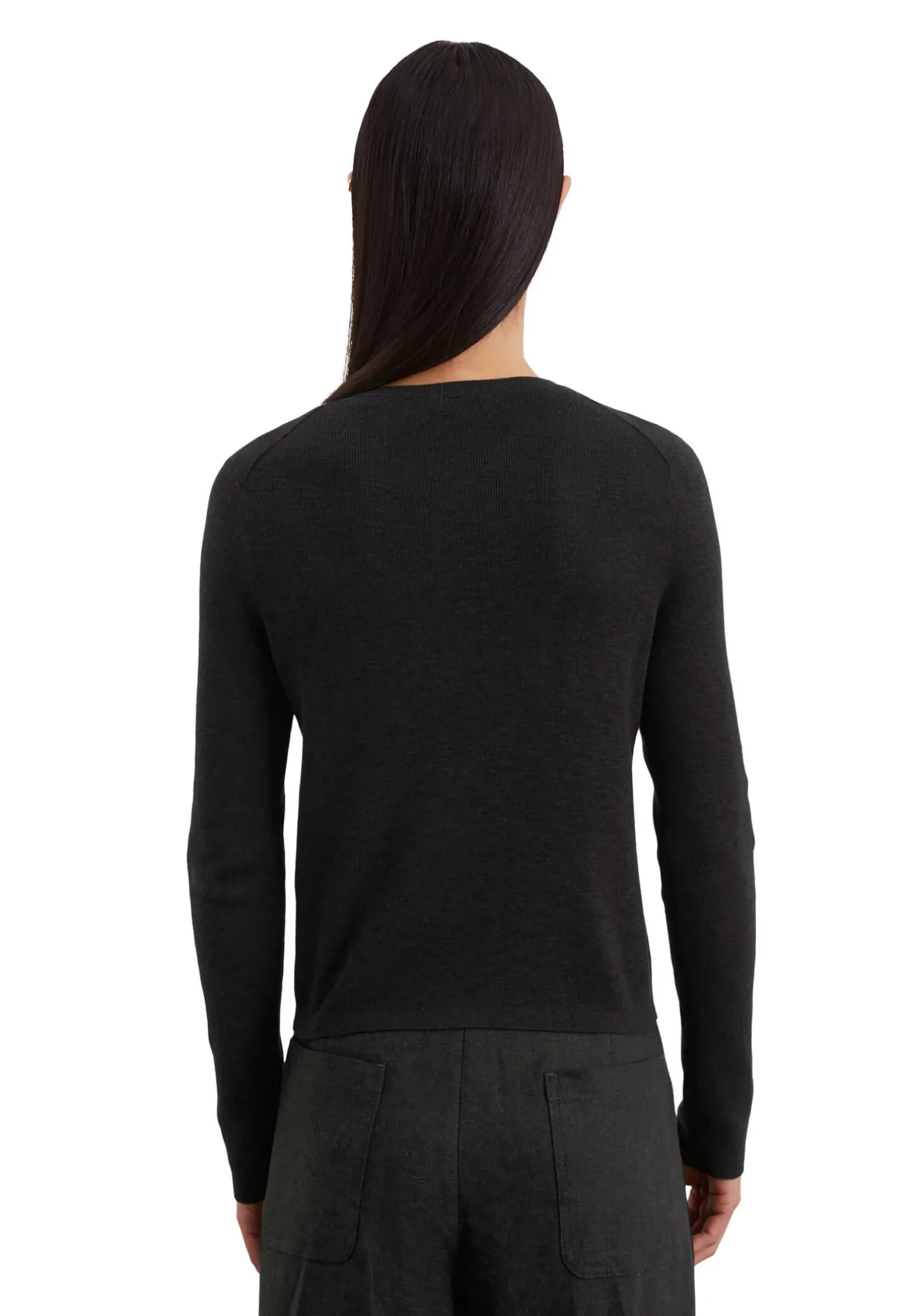 Damen Cardigan Baumwoll-Leinen-Slub-Garn Slim Fit