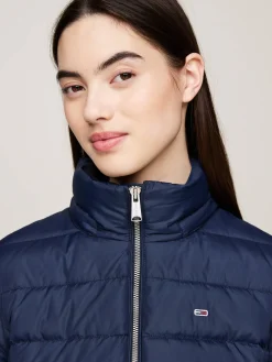 Damen Daunenjacke mit Kapuze und Kunstpelzbesatz Slim Fit