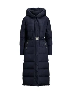 Damen Daunenmantel mit Gürtel und Kapuze