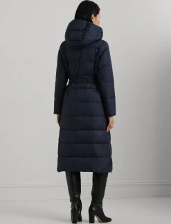 Damen Daunenmantel mit Gürtel und Kapuze