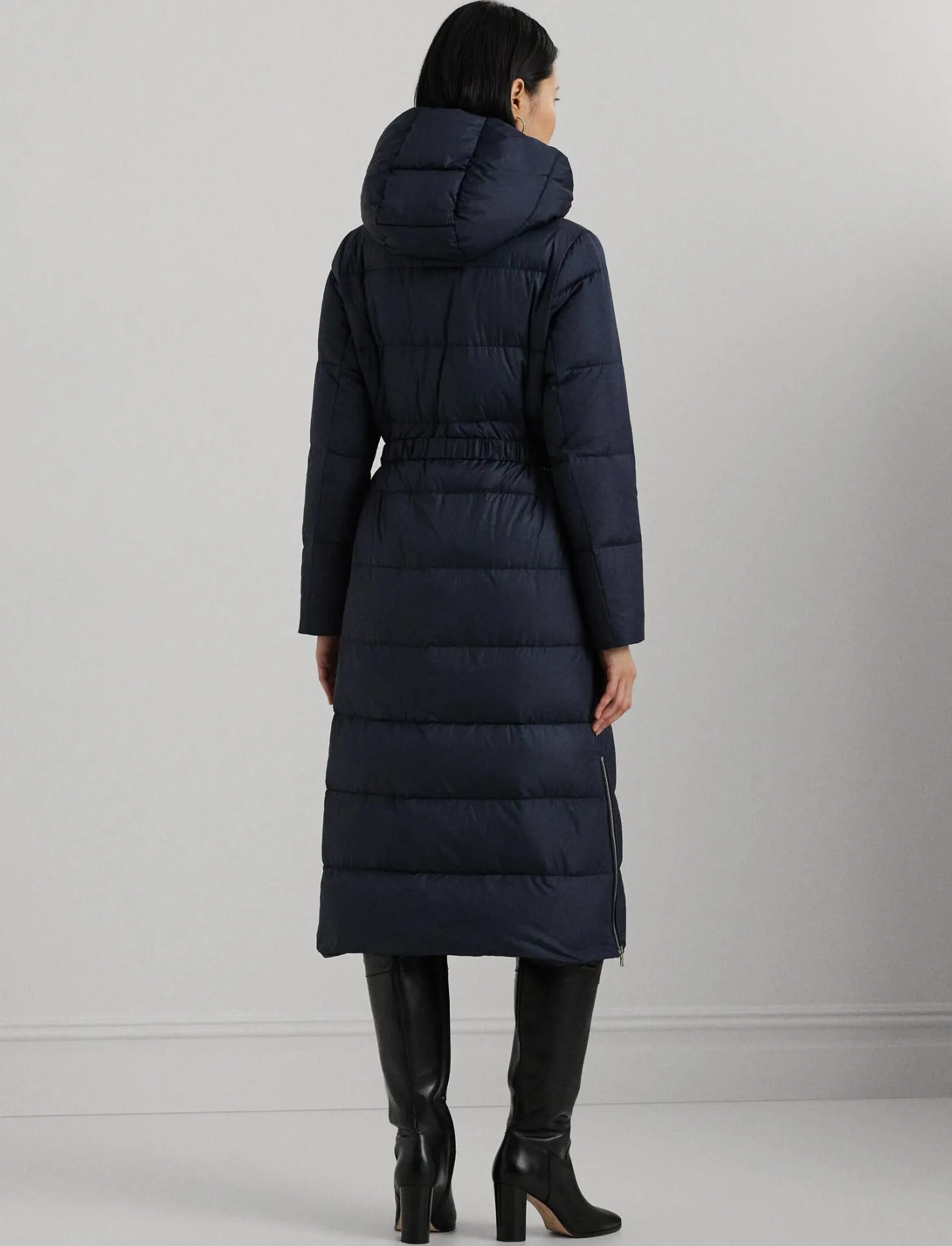 Damen Daunenmantel mit Gürtel und Kapuze