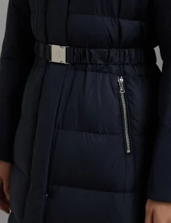 Damen Daunenmantel mit Gürtel und Kapuze