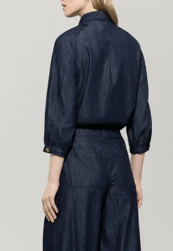 Damen Denim-Bluse mit Schluppe