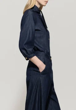 Damen Denim-Bluse mit Schluppe