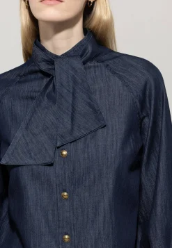 Damen Denim-Bluse mit Schluppe