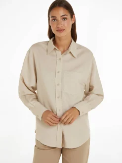 Damen Hemdbluse mit Leinen Relaxed Fit