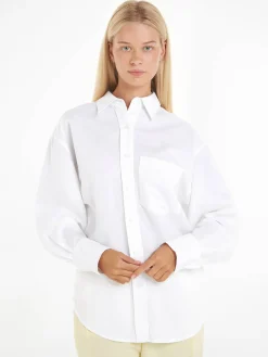 Damen Hemdbluse mit Leinen Relaxed Fit