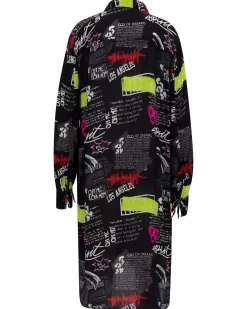 Damen Hemdblusenkleid aus Viscose NEWSPAPER