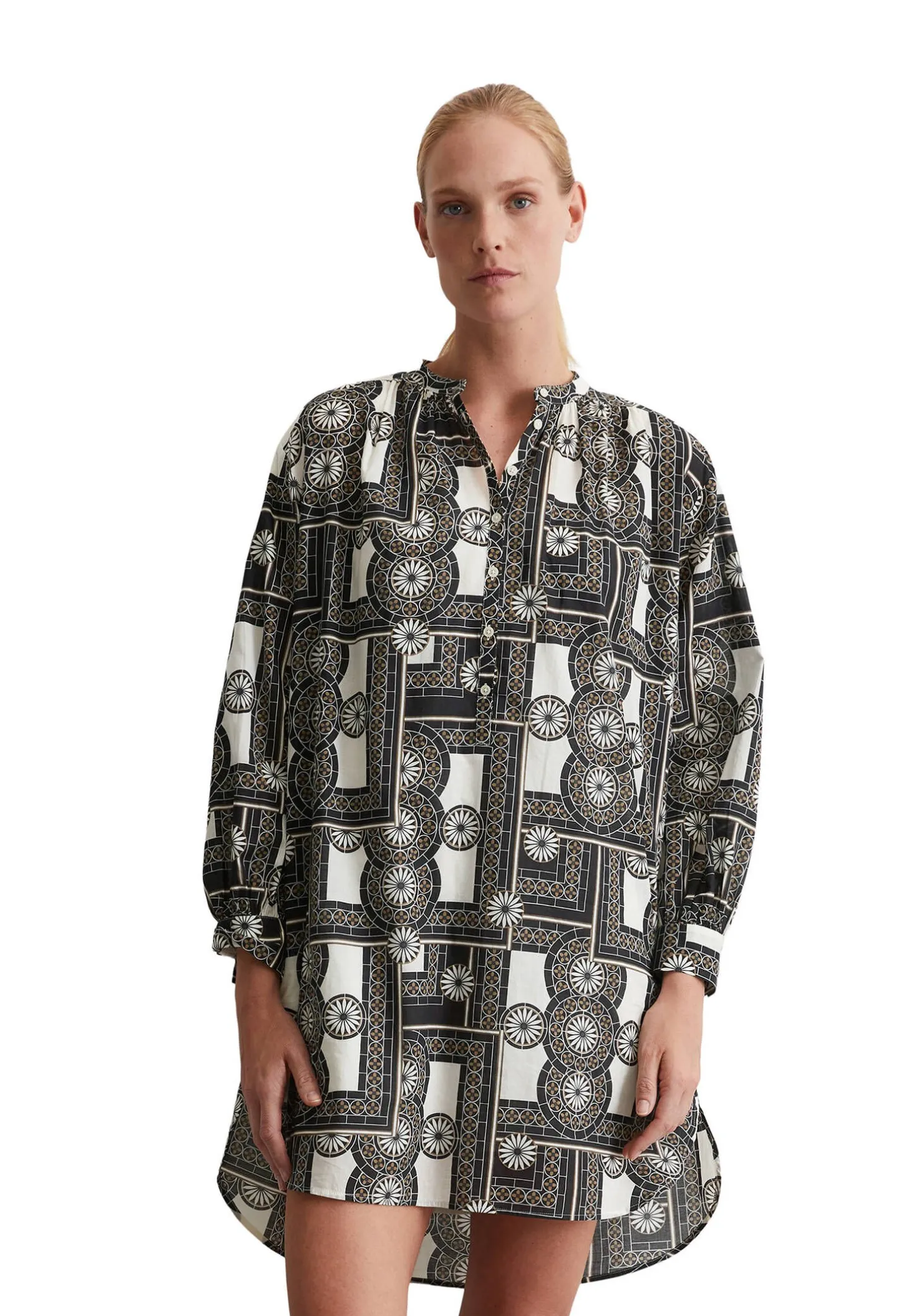 Damen Hemdblusenkleid aus leichtem Bio-Baumwoll-Voile