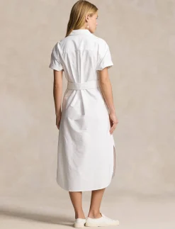 Damen Hemdblusenkleid Kurzarm