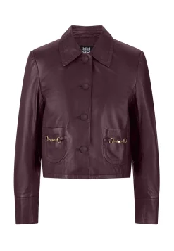 Damen Hemdjacke aus Nappaleder Cropped Fit