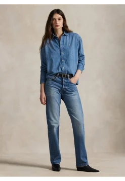 Damen Jeansbluse Boxy Fit