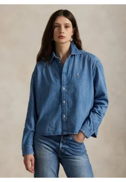 Damen Jeansbluse Boxy Fit