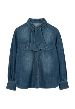 Damen Jeansbluse mit Schluppe