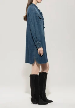 Damen Jeanskleid mit Rüsche