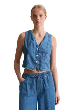 Damen Jeansweste aus Bio-Baumwolle, Lyocell und Leinen