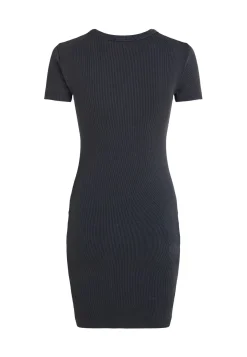Damen Jersey-Minikleid WASHED WOVEN LABEL RIB DRESS