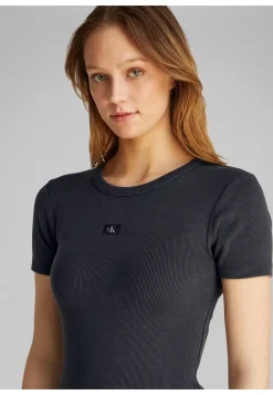 Damen Jersey-Minikleid WASHED WOVEN LABEL RIB DRESS