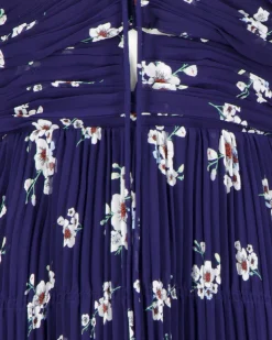 Damen Kleid PANSY PRINT CHIFFON CUT OUT MIDI DRESS