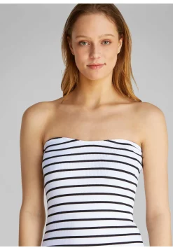 Damen Kleid trägerlos mit Rippstruktur