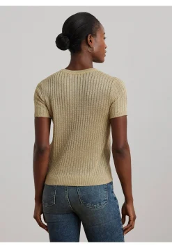 Damen Kurzarmpullover aus Metallic-Leinenmischung