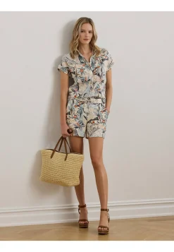 Damen Leinenbluse mit Print