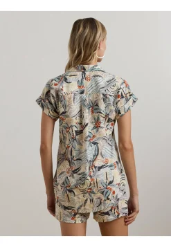 Damen Leinenbluse mit Print