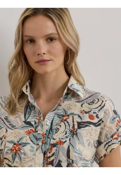 Damen Leinenbluse mit Print