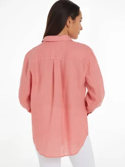 Damen Leinenbluse Relaxed Fit Langarm