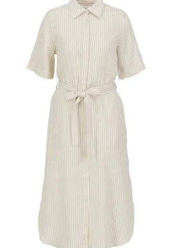 Damen Leinenkleid mit garngefärbten Streifen