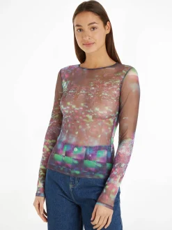 Damen Longsleeve GALAXY MESH Slim Fit