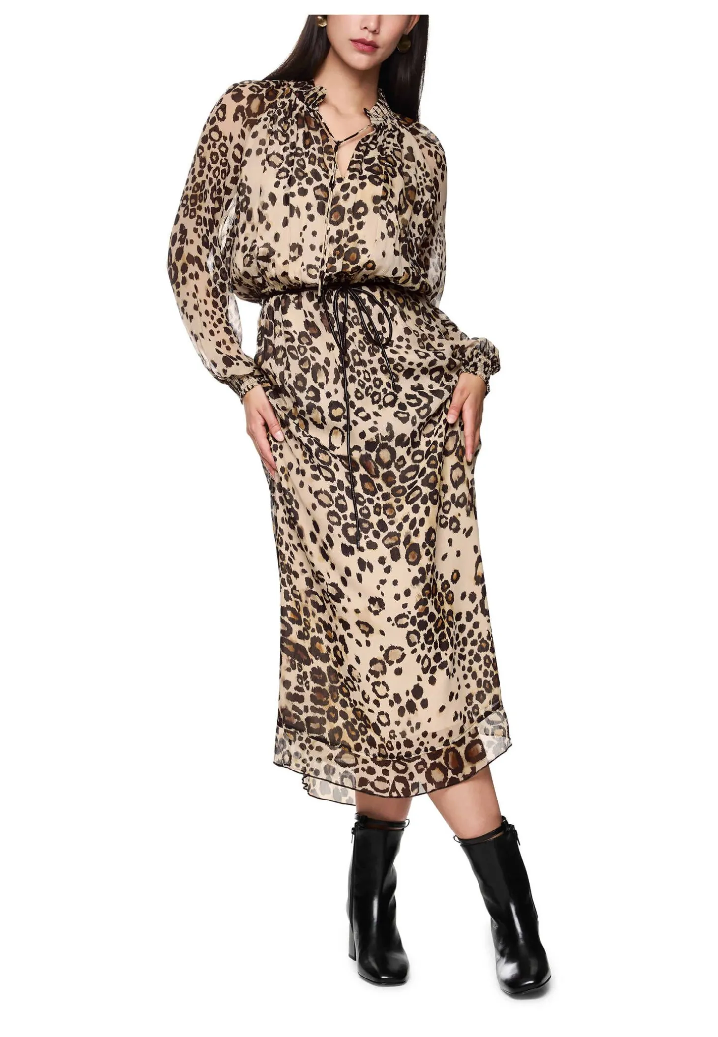 Damen Maxi-Kleid mit Leo-Print