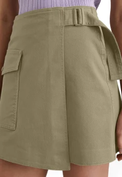Damen Mini-Wickelrock aus Twill Regular Fit